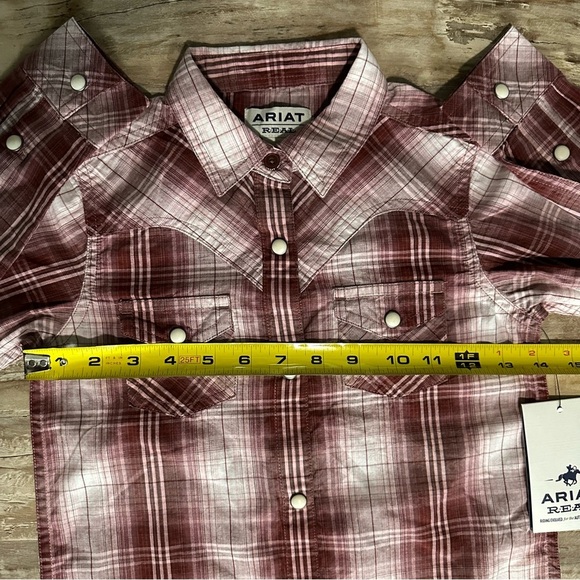 Ariat Girls' REAL Plaid Long Sleeve Shirt Russet Plaid SZ XS 7 Cowgirl NWT - Picture 3 of 7